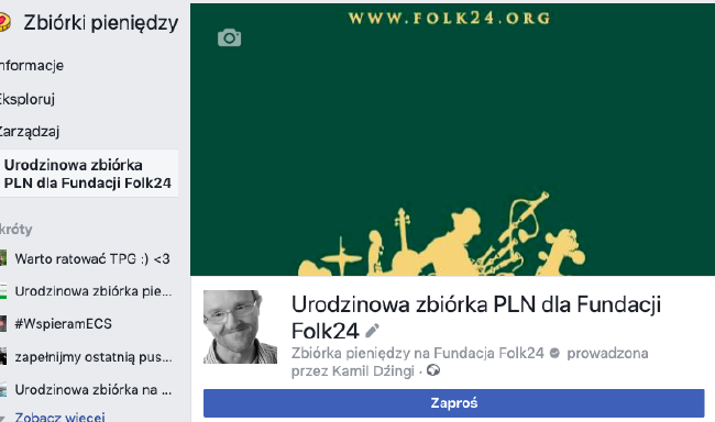 Urodzinowa zbiórka dla Fundacji Folk24